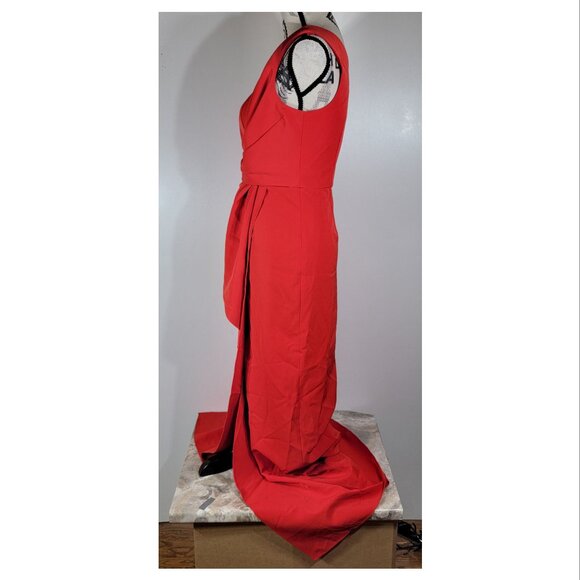 Eliza J Red One-Shoulder Formal Gown, Red, Womens Size 4 - Picture 3 of 7